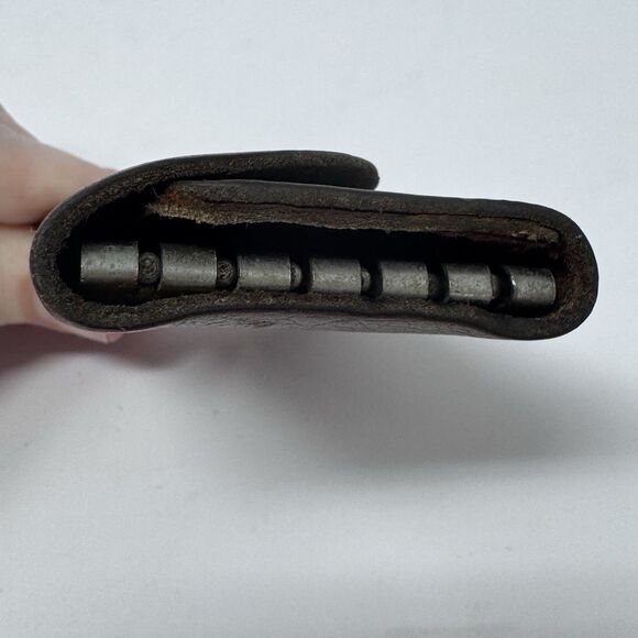 Vintage Brown Cowhide Leather Tri-Fold 6 Key Holder Wallet Spring Steel Hooks - Picture 9 of 13